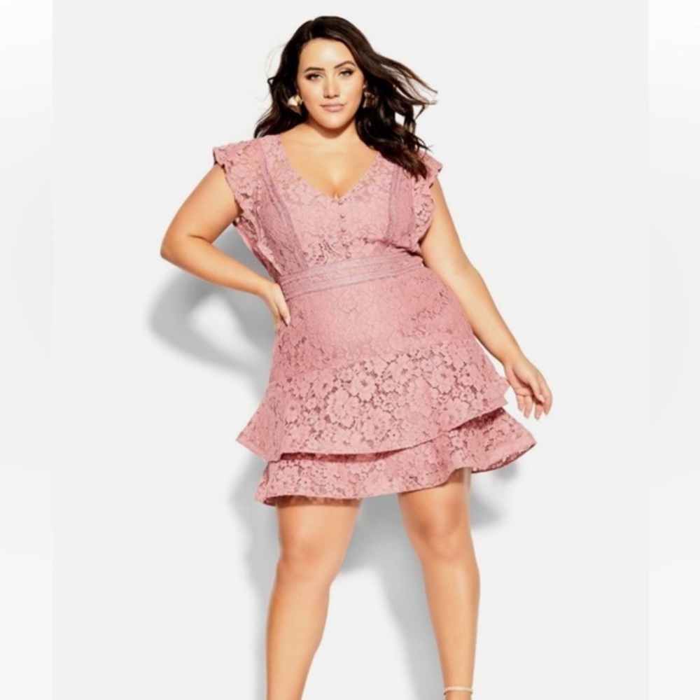 City Chic Lace Tiered Dress